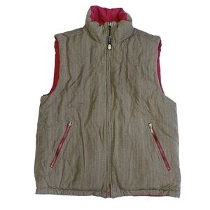 Eddie Bauer Brown and Red Reversible Goose Down Vest US S